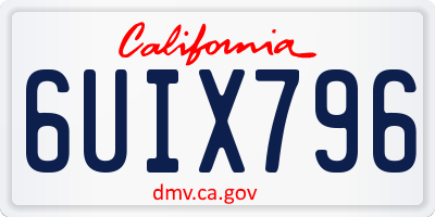 CA license plate 6UIX796