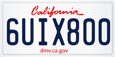 CA license plate 6UIX800