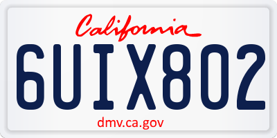 CA license plate 6UIX802