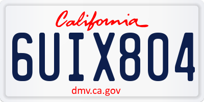 CA license plate 6UIX804