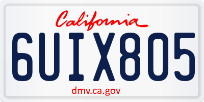 CA license plate 6UIX805