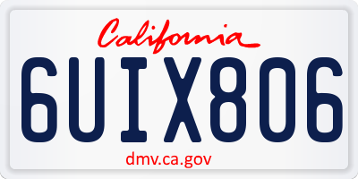 CA license plate 6UIX806