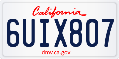 CA license plate 6UIX807