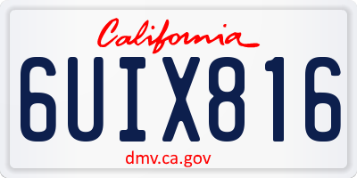 CA license plate 6UIX816