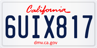 CA license plate 6UIX817