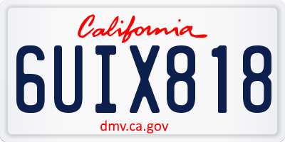 CA license plate 6UIX818