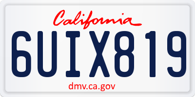 CA license plate 6UIX819