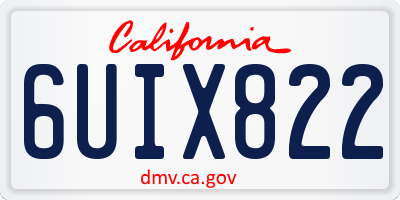 CA license plate 6UIX822