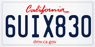 CA license plate 6UIX830