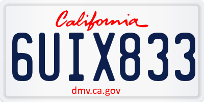 CA license plate 6UIX833
