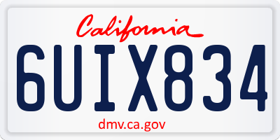 CA license plate 6UIX834