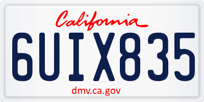 CA license plate 6UIX835