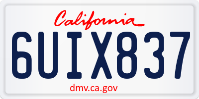 CA license plate 6UIX837