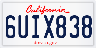 CA license plate 6UIX838