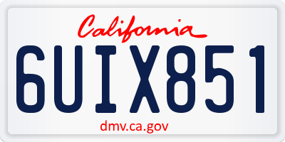 CA license plate 6UIX851