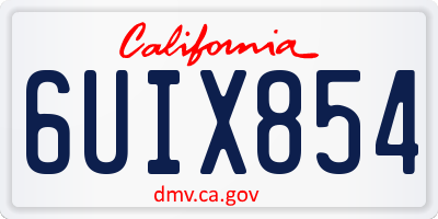 CA license plate 6UIX854