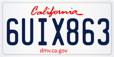 CA license plate 6UIX863