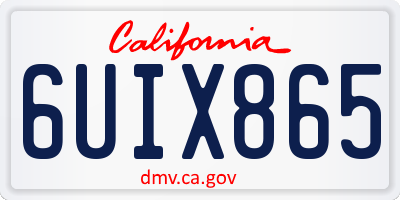 CA license plate 6UIX865