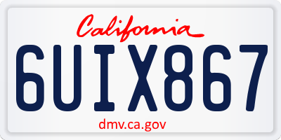CA license plate 6UIX867
