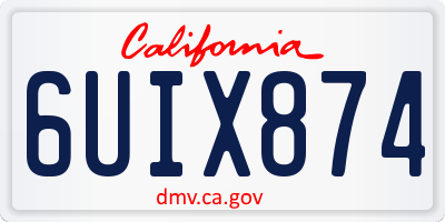 CA license plate 6UIX874