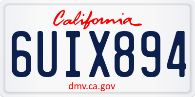 CA license plate 6UIX894