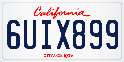 CA license plate 6UIX899