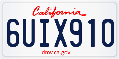 CA license plate 6UIX910