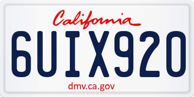 CA license plate 6UIX920