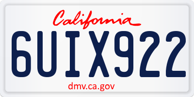 CA license plate 6UIX922
