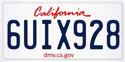 CA license plate 6UIX928