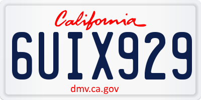 CA license plate 6UIX929