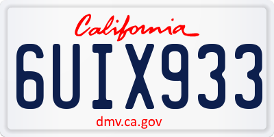 CA license plate 6UIX933