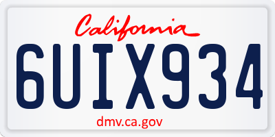 CA license plate 6UIX934