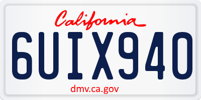 CA license plate 6UIX940
