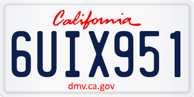 CA license plate 6UIX951