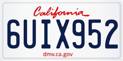CA license plate 6UIX952