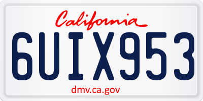 CA license plate 6UIX953