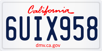CA license plate 6UIX958