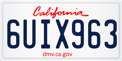 CA license plate 6UIX963