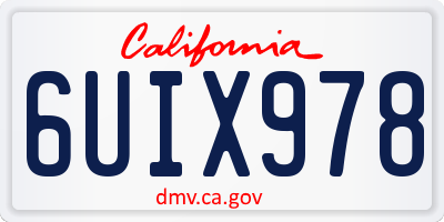 CA license plate 6UIX978
