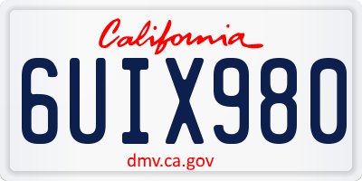 CA license plate 6UIX980