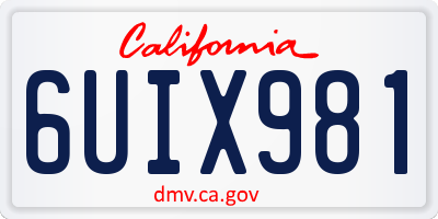 CA license plate 6UIX981