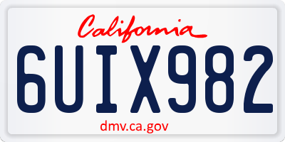 CA license plate 6UIX982