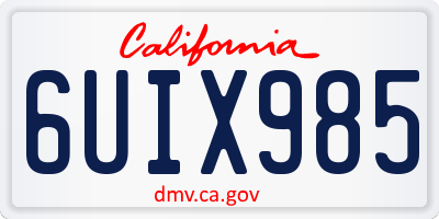 CA license plate 6UIX985