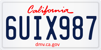 CA license plate 6UIX987