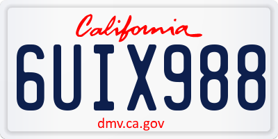 CA license plate 6UIX988