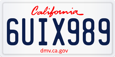 CA license plate 6UIX989
