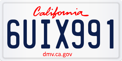 CA license plate 6UIX991