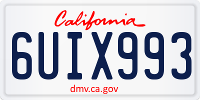 CA license plate 6UIX993