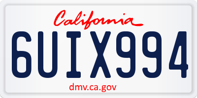 CA license plate 6UIX994